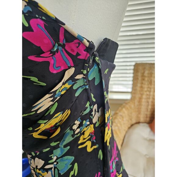 Emanuel Ungaro 80's Vintage Silk Floral Dress Women's Size 10 Made in Italy - Picture 7 of 16